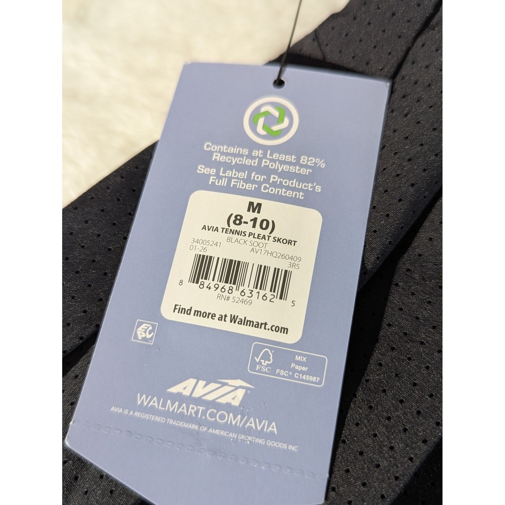 Avia Tennis Pleat Skort Womens M Black New Striped Waist Mesh Athletic Skirt - Picture 4 of 4
